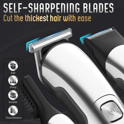 Ufree Beard Trimmer for Men, Waterproof Electric Razor for Nose, Body, Face and Mustache, Cordless Hair Clippers Shavers for Men Grooming Kit, Gifts for Men Husband Father Silver