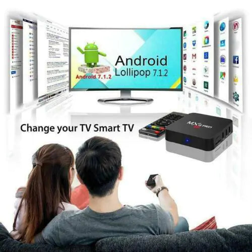 MXQ Pro 4K Ultra HD 64Bit Wifi Android 7.1 Quad Core Smart TV Box Media Player